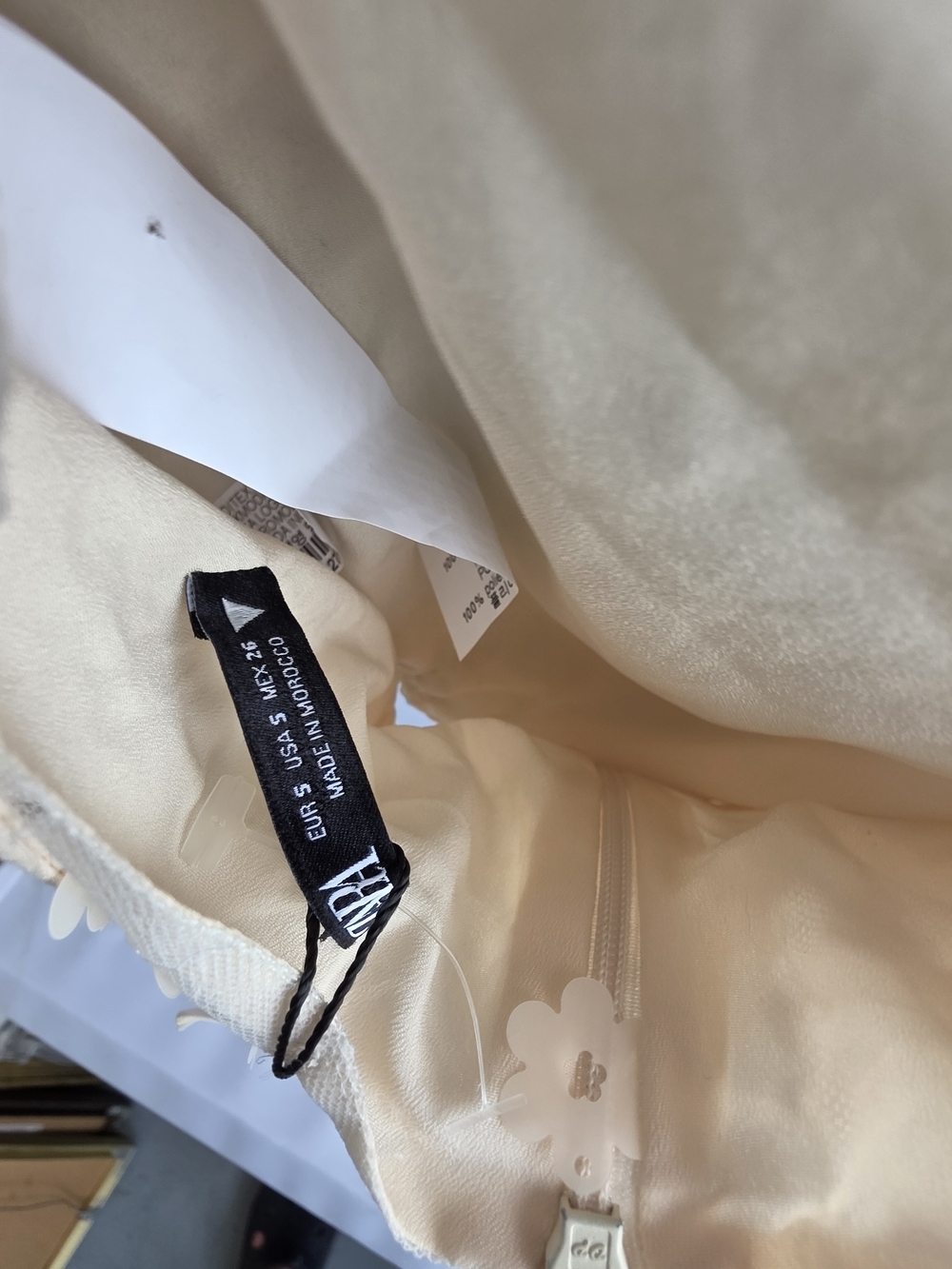 ZARA Cream Floral Mesh Bodysuit - Sheer Lace Appliqué - Picture 11 of 15